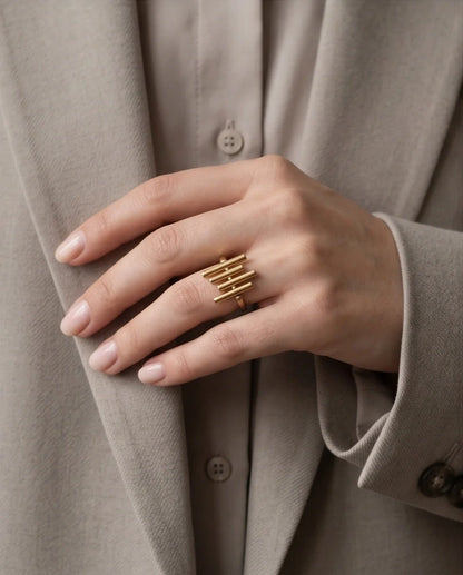 Golden Minimalist Pillar Ring