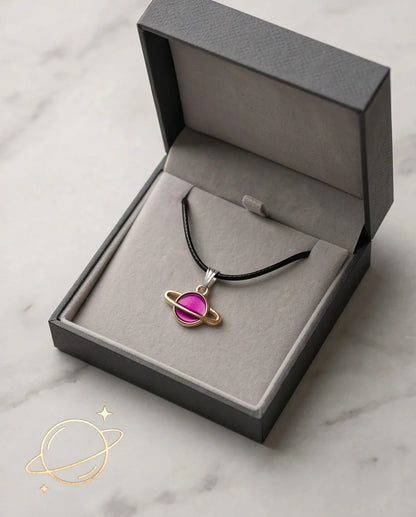 Magenta Saturn Planet Pendant