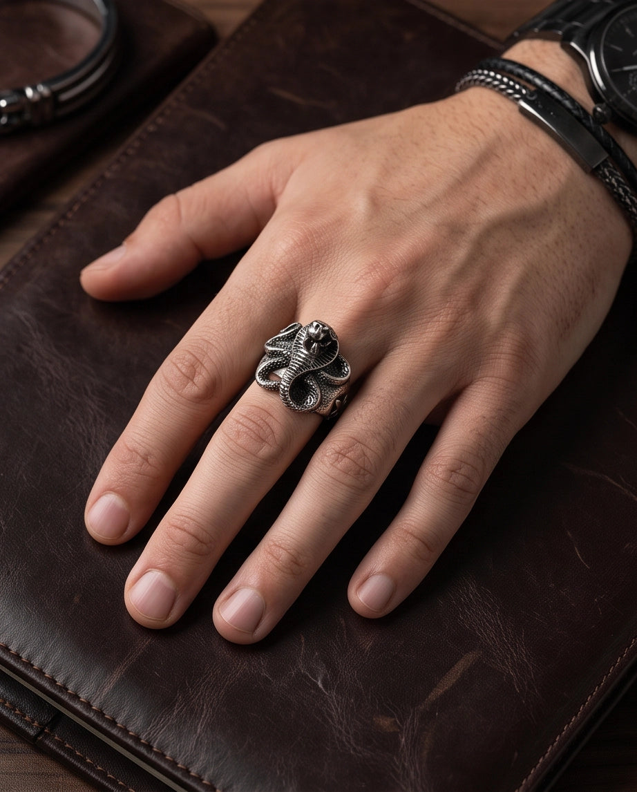 Coiled Cobra Sculpted Statement Ring