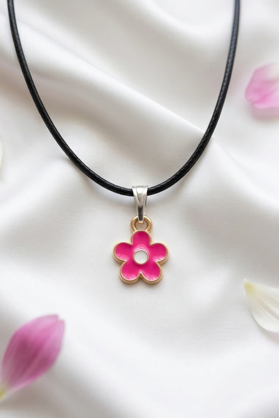 Gold and Pink Blossom Pendant Necklace