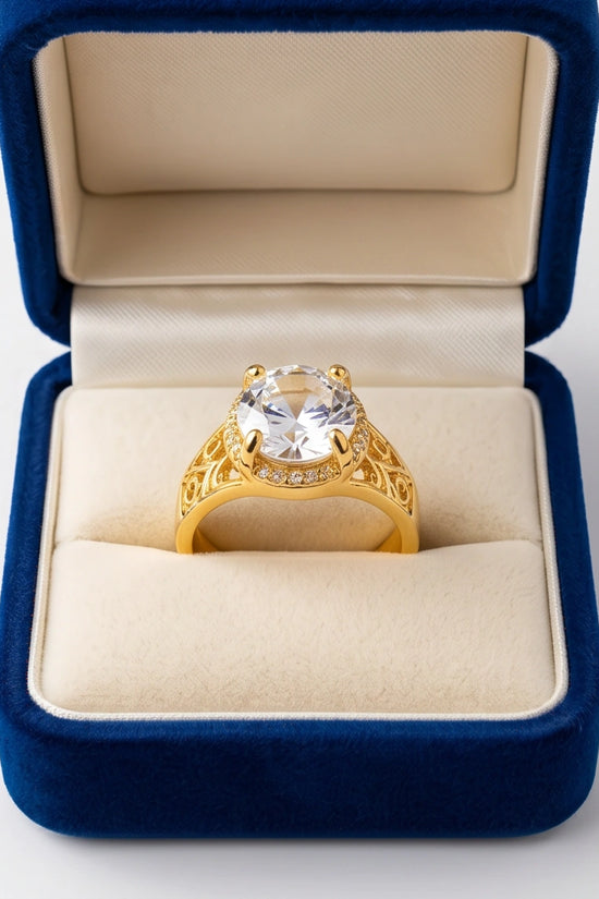 Golden Diamond Empress Halo Ring