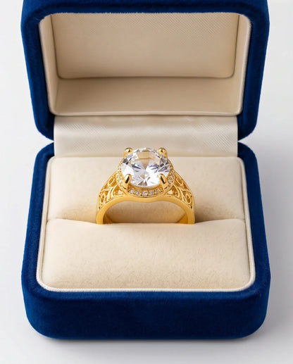 Golden Diamond Empress Halo Ring