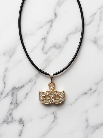 Gold Masquerade Mask Pendant Necklace
