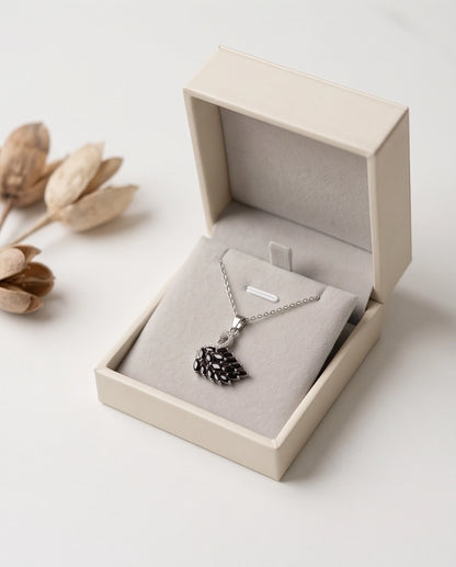 Silver Black Crystal Swan Necklace