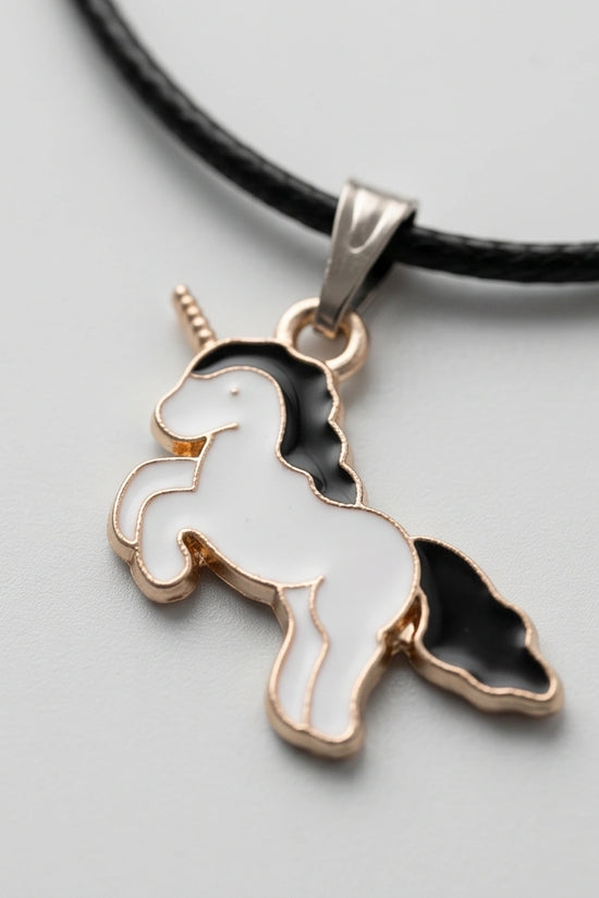 Gold and Black Unicorn Pendant Necklace