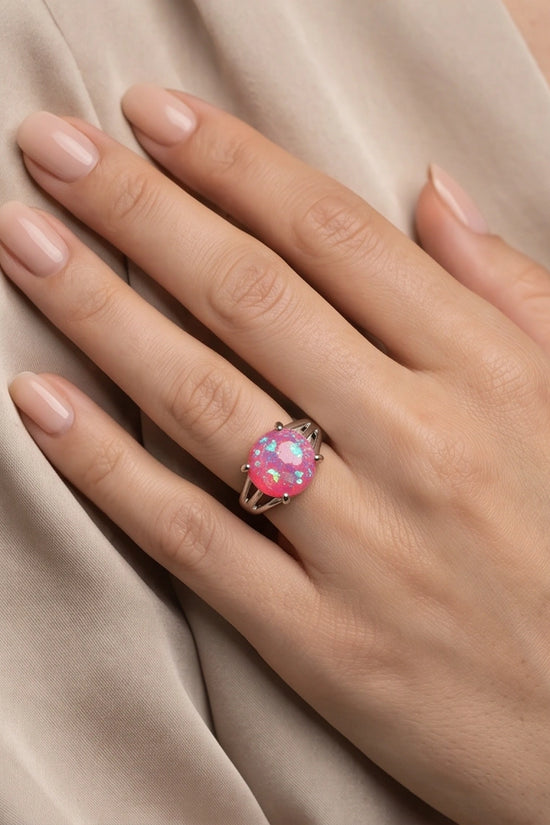 Blushing Nebula Pink Opal Ring