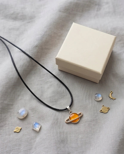 Cosmic Saturn Planet Pendant