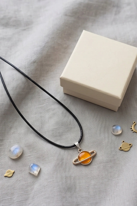 Cosmic Saturn Planet Pendant