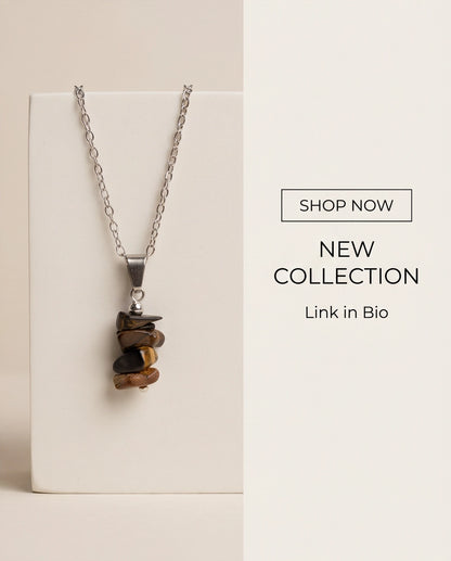 Silver Stacked Raw Tiger's Eye Chip Stone Pendant Necklace