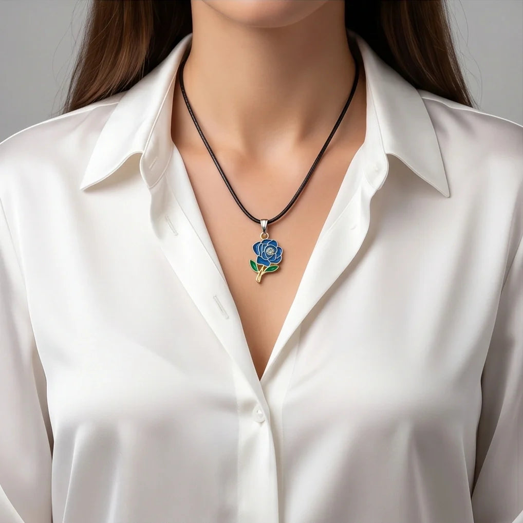 Royal Blue Enchanted Rose Pendant