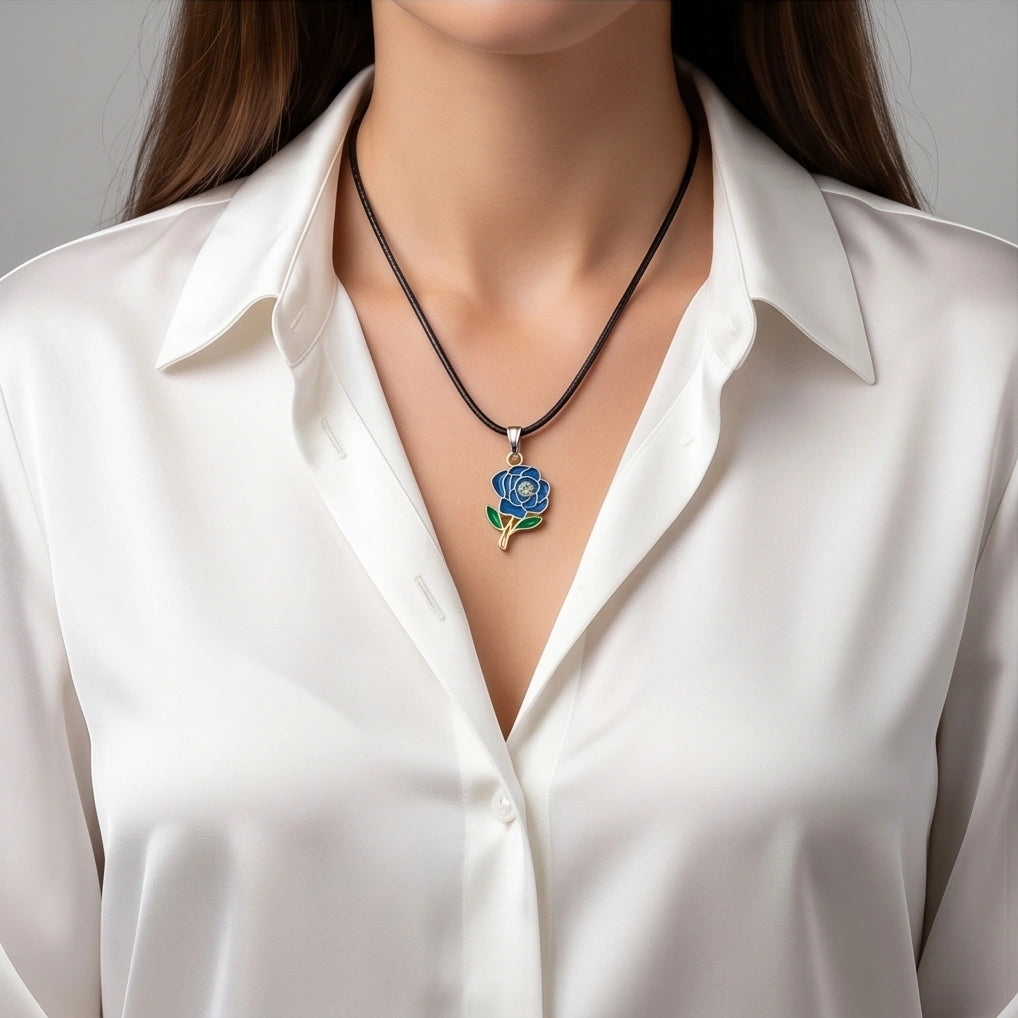 Royal Blue Enchanted Rose Pendant
