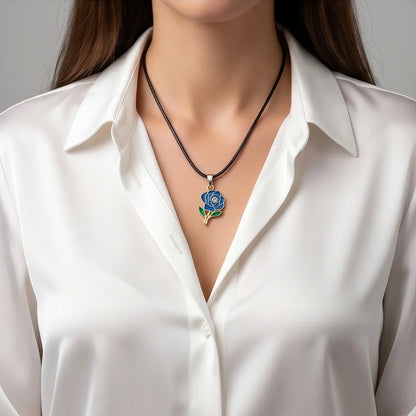 Royal Blue Enchanted Rose Pendant