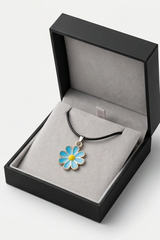 Gold and Pastel Blue Daisy Necklace