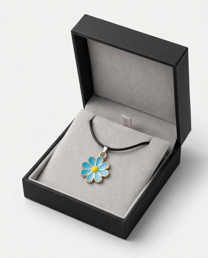 Gold and Pastel Blue Daisy Necklace