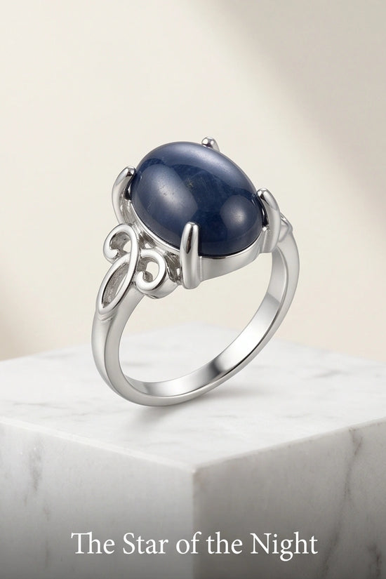 Silver Sapphire Filigree Ring