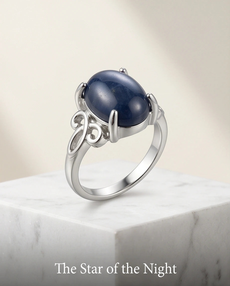Silver Sapphire Filigree Ring