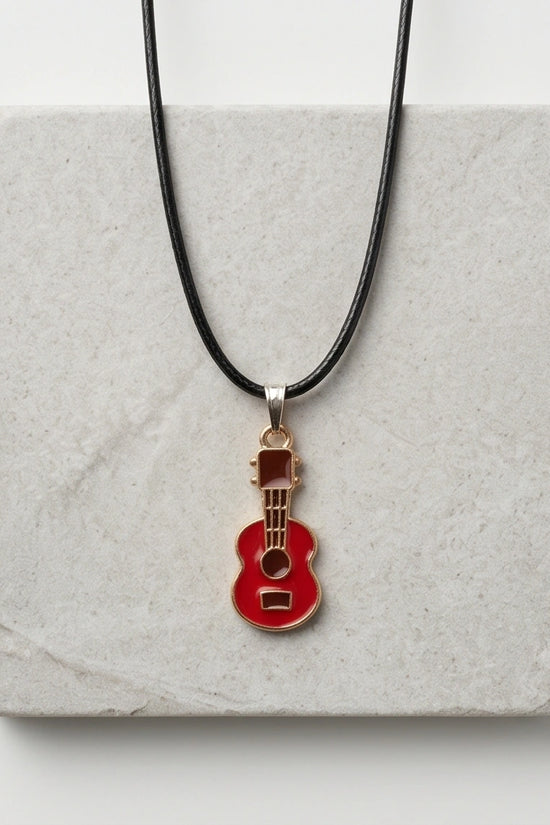 Gold and Red Acoustic Guitar Necklace