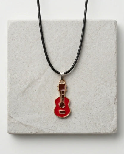 Gold and Red Acoustic Guitar Necklace