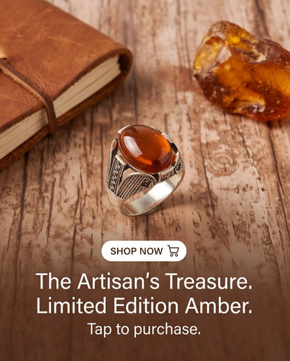 Ember Amber Stippled Signet Ring