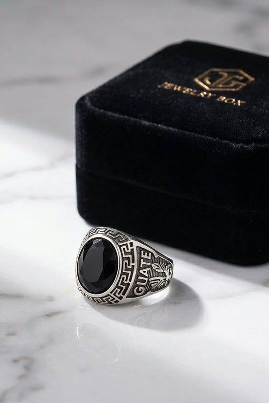 Vintage Black Onyx Military Signet Ring