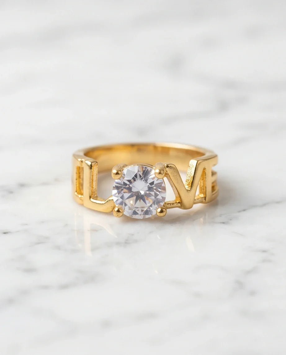 Golden Eternal Love Moissanite Ring