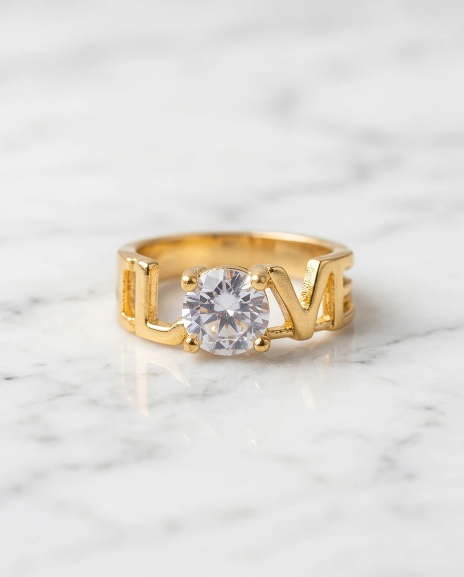 Golden Eternal Love Moissanite Ring