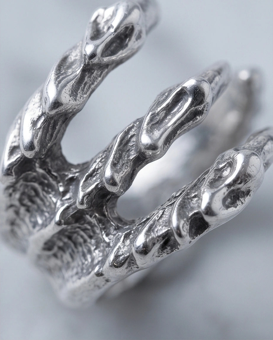Gothic Dragon Claw Open Band Ring