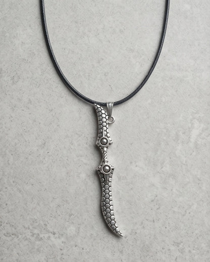 Antique Silver Scaled Dagger Pendant Necklace