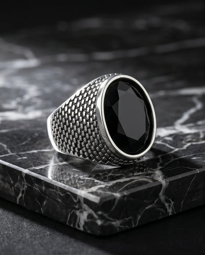Imperial Onyx Mesh Signet Ring