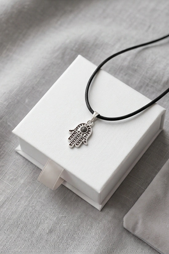 Silver Retro Hamsa Hand Necklace
