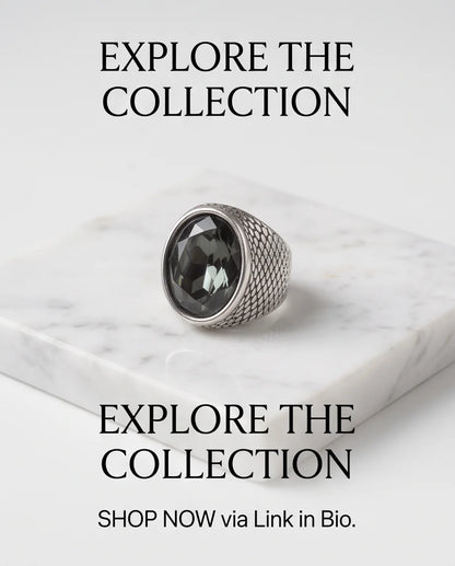 Onyx Gemstone Brickwork Mesh Silver Ring