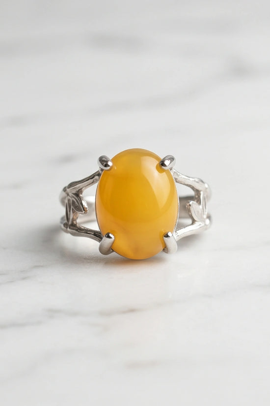 Golden Honey Leaf Statement Ring