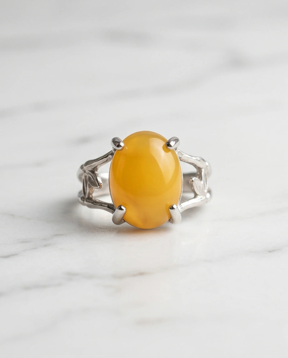 Golden Honey Leaf Statement Ring