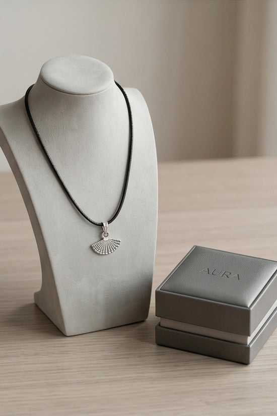 Silver Hand Fan Pendant Necklace