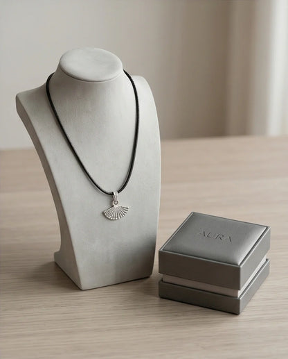 Silver Hand Fan Pendant Necklace