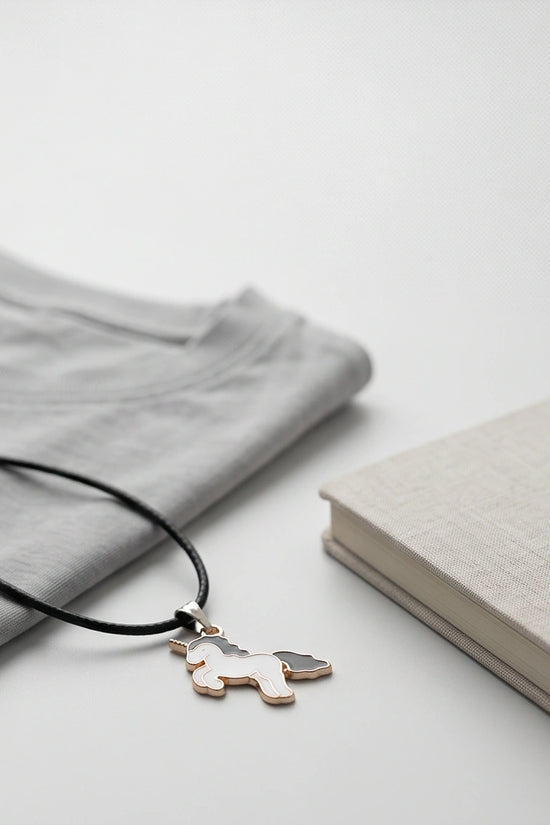 Gold and Black Unicorn Pendant Necklace