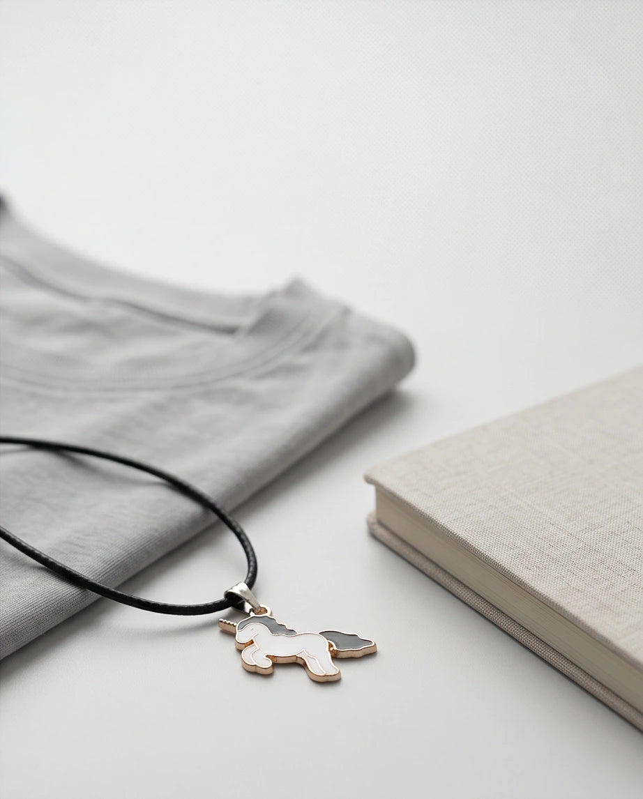 Gold and Black Unicorn Pendant Necklace