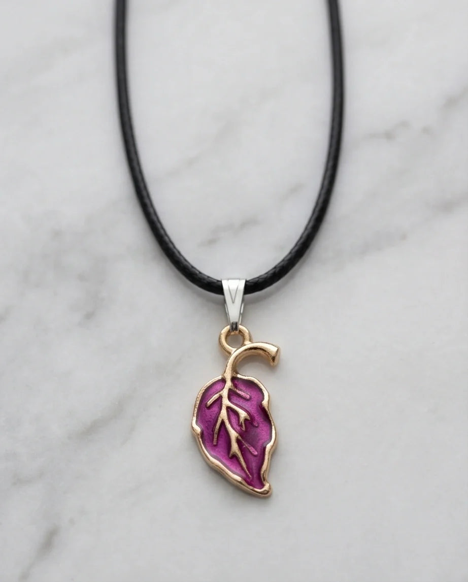 Orchid Purple Botanical Leaf Pendant
