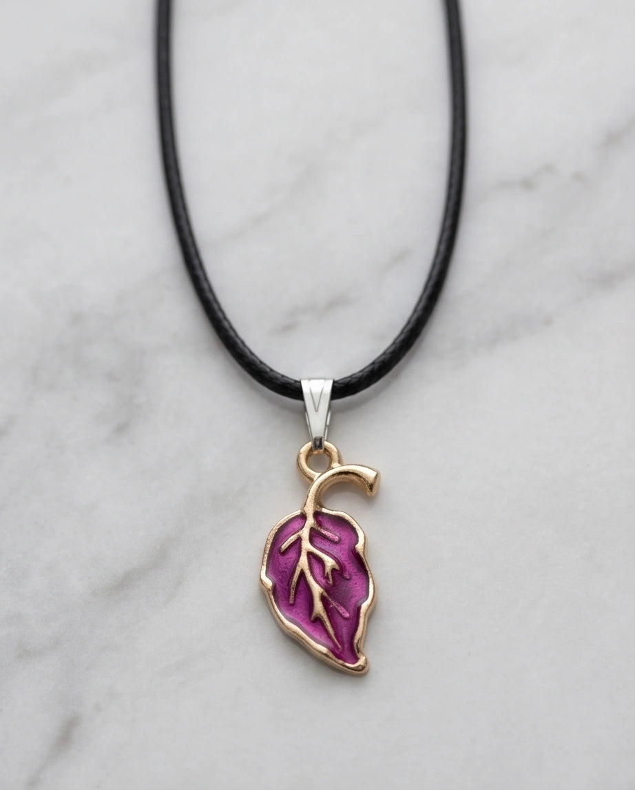 Orchid Purple Botanical Leaf Pendant