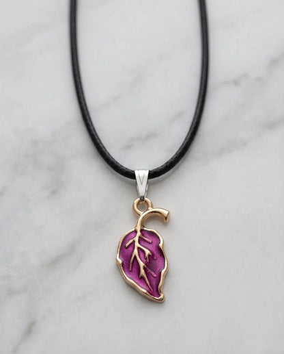 Orchid Purple Botanical Leaf Pendant