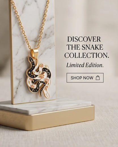 Gold Floral Serpent Enamel Pendant Necklace