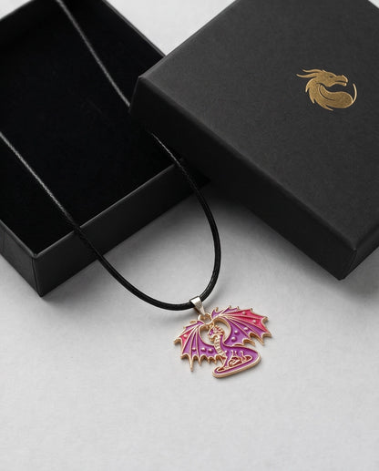 Celestial Magenta Dragon Pendant Necklace