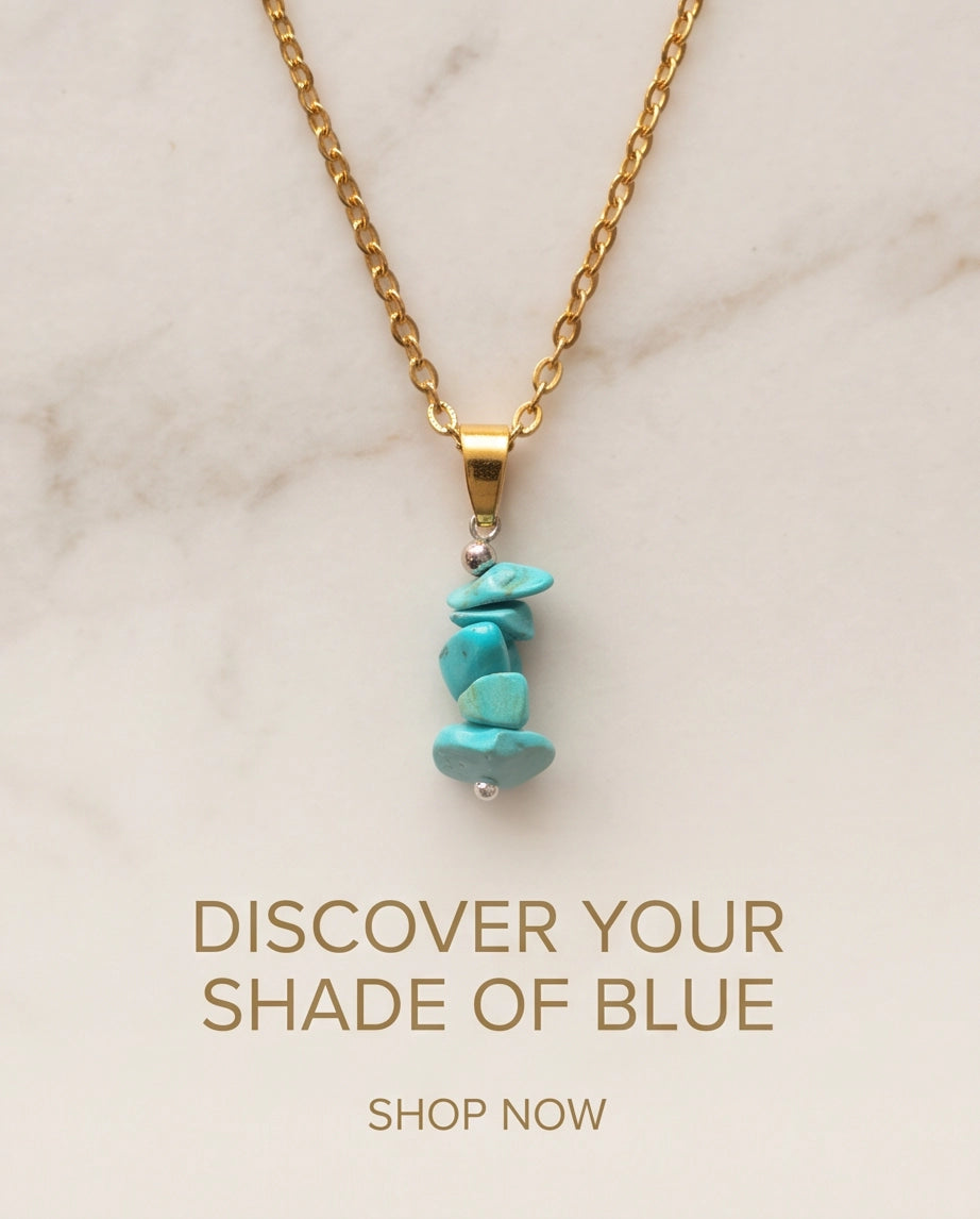 Silver Stacked Raw Turquoise Chip Stone Pendant Necklace