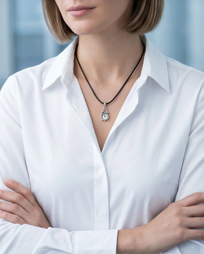 Silver Retro Alarm Clock Pendant Necklace