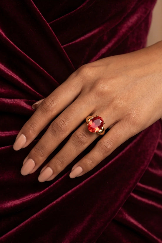 Gold Plated Pink Morganite Oval Heart Accent Ring