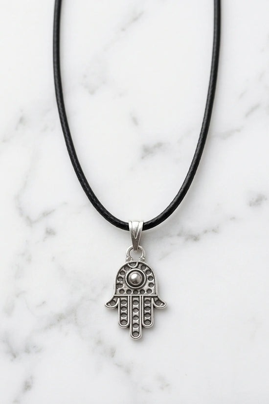 Silver Retro Hamsa Hand Necklace