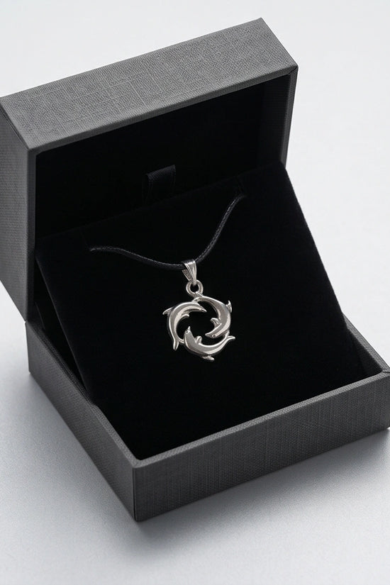Silver Dolphin Circle Necklace