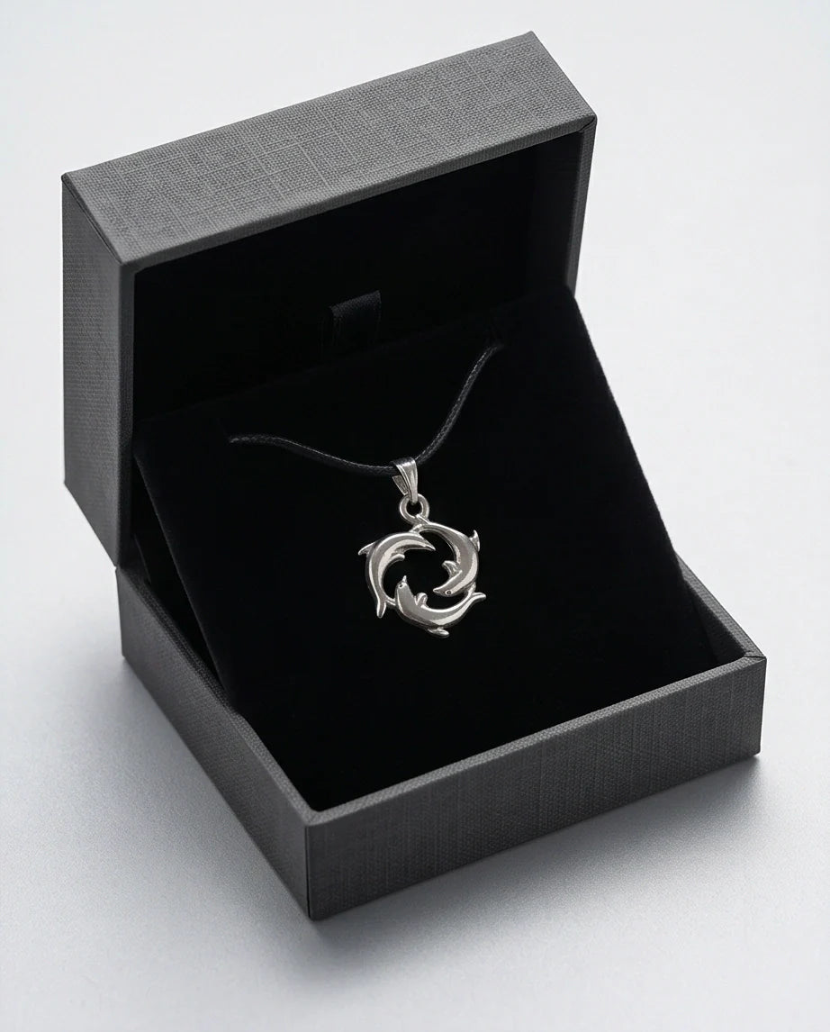 Silver Dolphin Circle Necklace