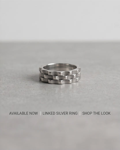Industrial Cogwheel Scalloped Silver Band