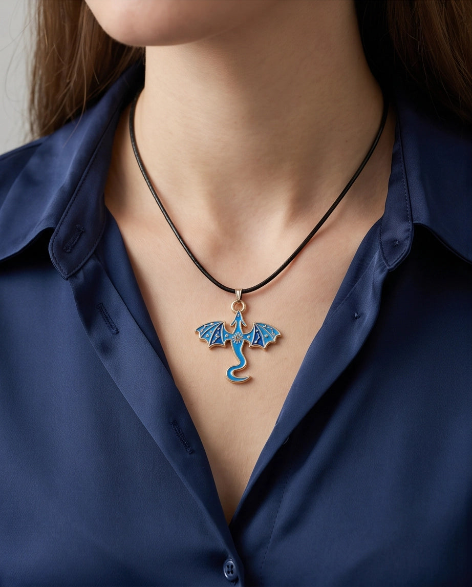 Blue Celestial Dragon Cord Necklace